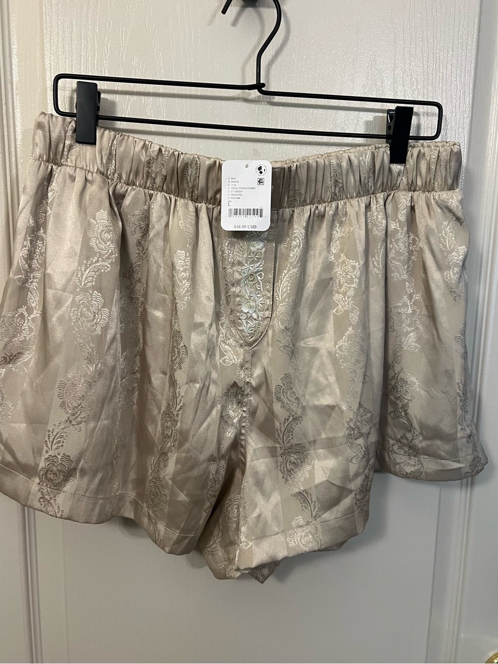 Intimately Free People Satin Lounge Shorts In Tidal Foam Combo NWT Size L